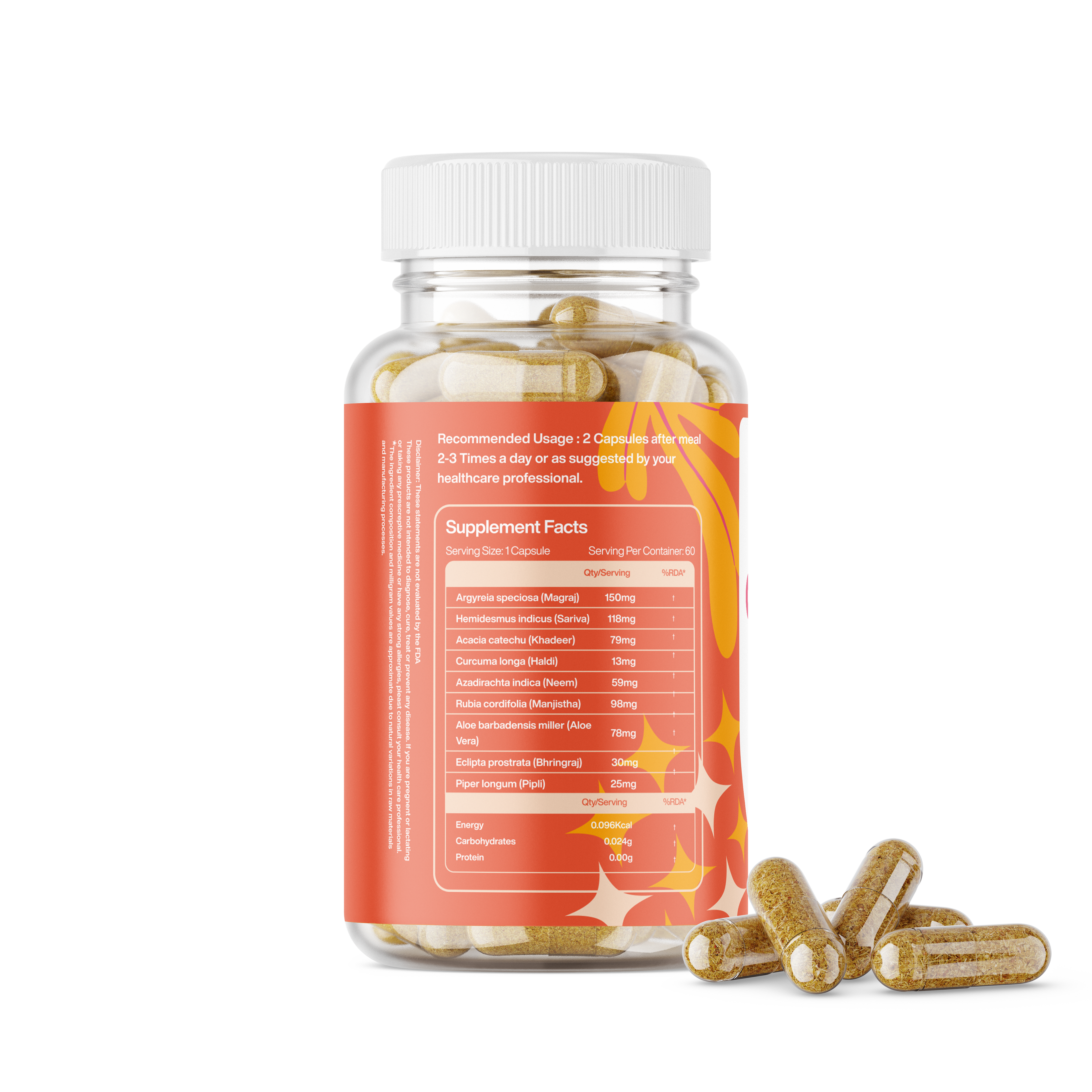 OrganicSupp Skin Glow Capsules - Ayurvedic Herbal Skin Wellness Formula with Manjistha, Neem & Aloe Vera | 60 Capsules