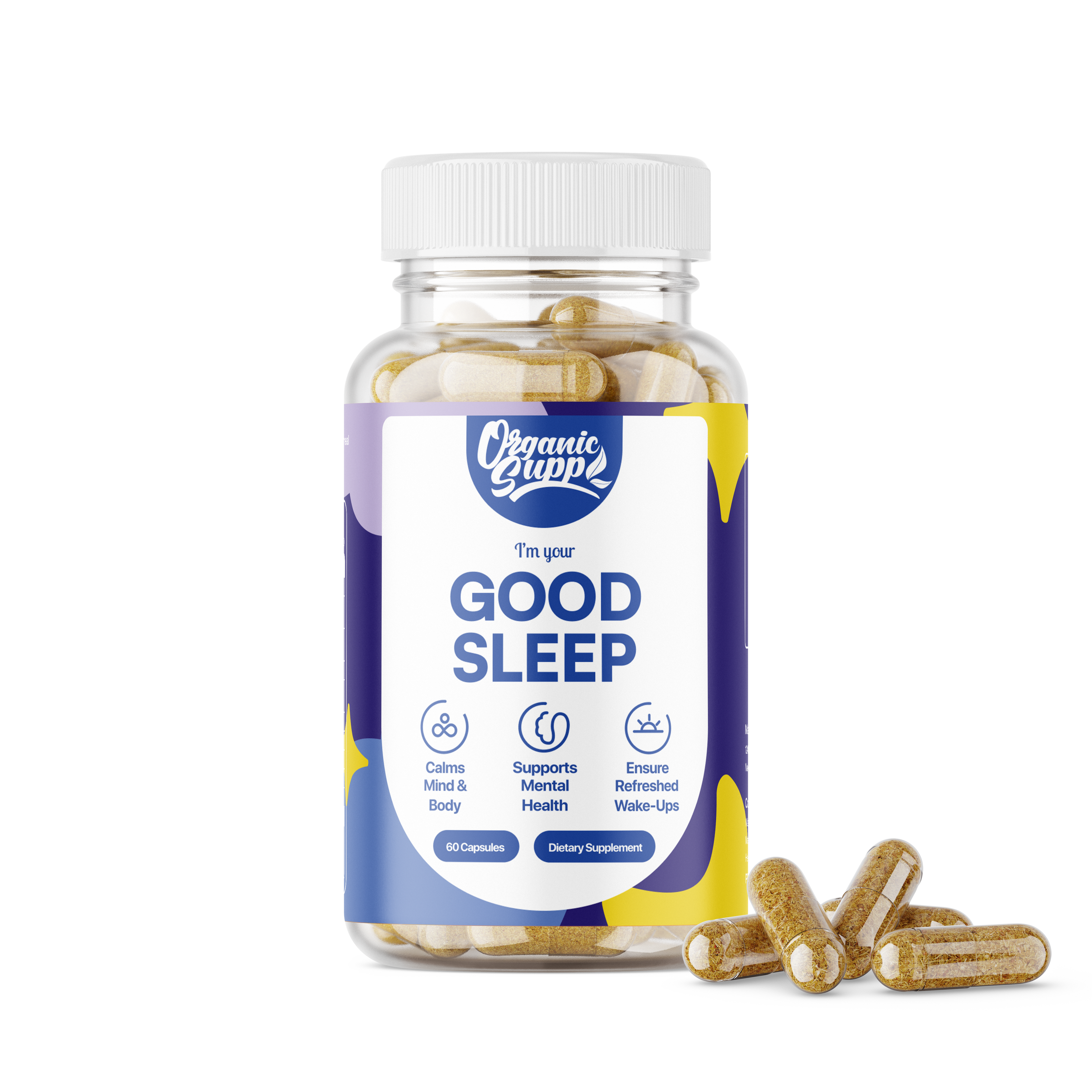 OrganicSupp Deep Sleep Support Capsules - Ayurvedic Relaxation & Sleep Wellness Formula with Ashwagandha & Brahmi | 60 Capsules