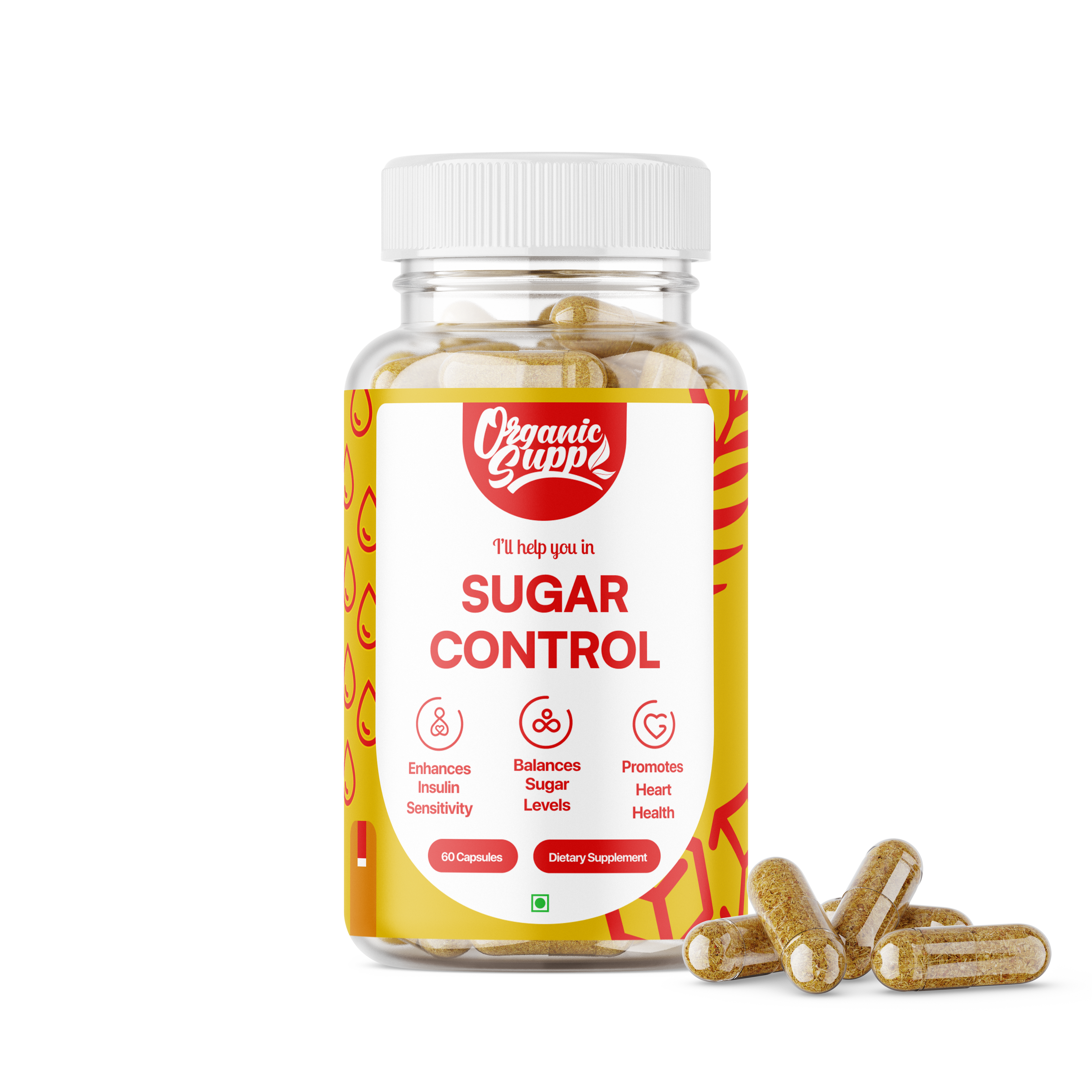 OrganicSupp Sugar Balance Capsules - Ayurvedic Glucose Metabolism & Metabolic Health Support | Herbal Formula | 60 Capsules